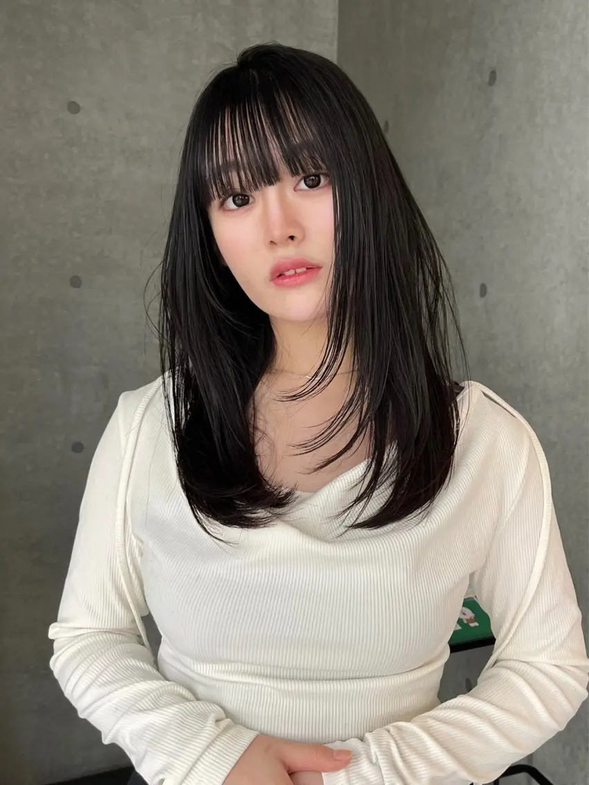 ロング カラー 髪質改善 レイヤーカット トリートメント 阿部 瑠斗のヘアスタイル