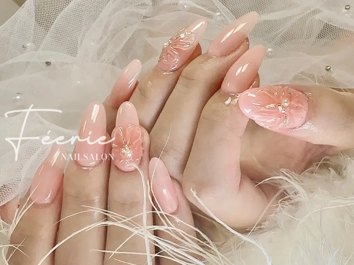 ネイル クリアネイル フットネイル フレンチネイル ジェルネイル 韓国ネイル ハンドネイル ハンドケア nail salon Feerieのネイルデザイン