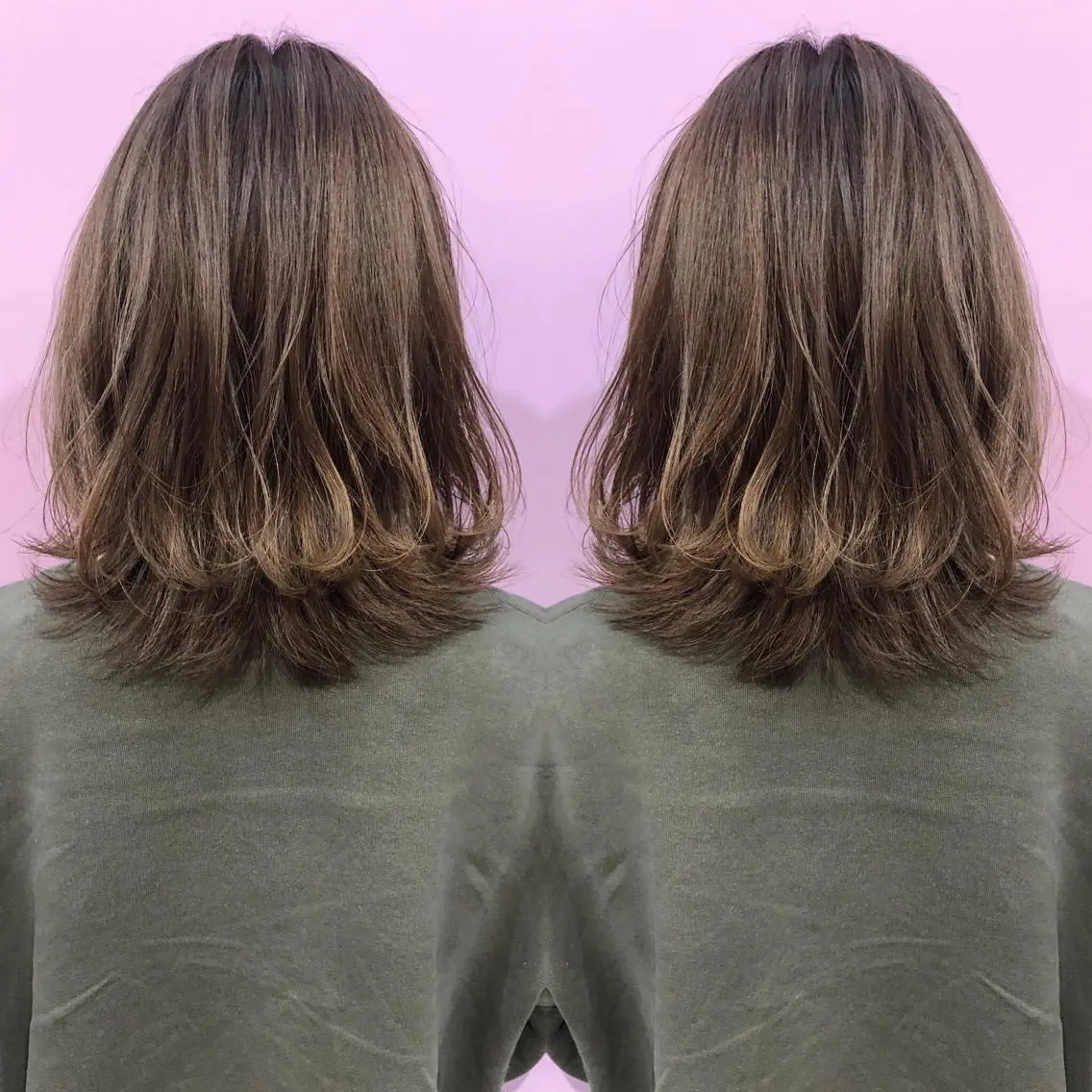 ミディアム カラー パーマ アッシュ トリートメント 細川 亮のヘアスタイル