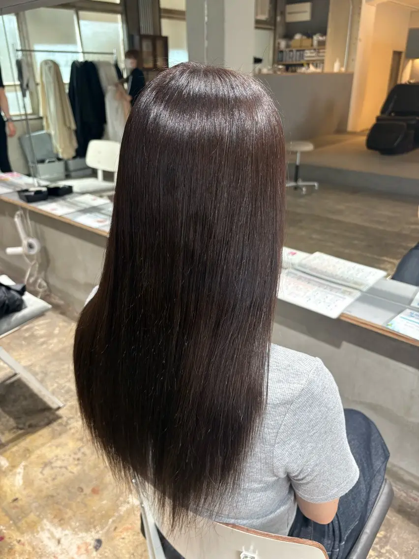 セミロング カラー 透明感カラー グレージュ オレンジ トリートメント ヘアカラー 玉置七海✨ ／透明感／髪質改善のヘアスタイル