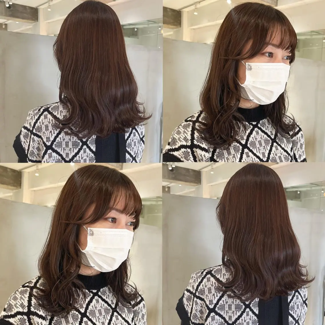 セミロング カラー ベージュカラー ブラウンカラー ブラウンベージュ くすみブラウン マロンブラウン ヘアカラー トリートメント ヘッドスパ ヘアセット カジュアルを女っぽく 𝗮𝘆𝗮𝗰𝗼のヘアスタイル