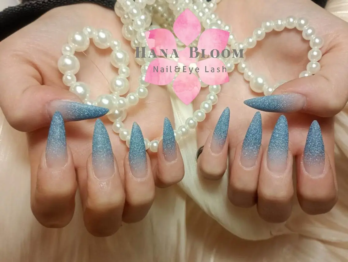 ネイル クリアネイル 長さ出し キラキラネイル 韓国ネイル ロングネイル ハンドネイル ハンドケア Hana Bloom Nail 渋谷道玄坂のネイルデザイン