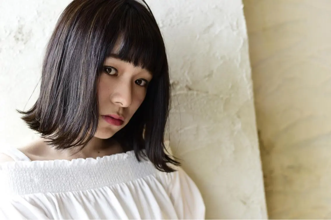 ミディアム 切りっぱなしボブ ボブ 外ハネヘア N.取扱いサロン🌼 Airswarm小林のヘアスタイル