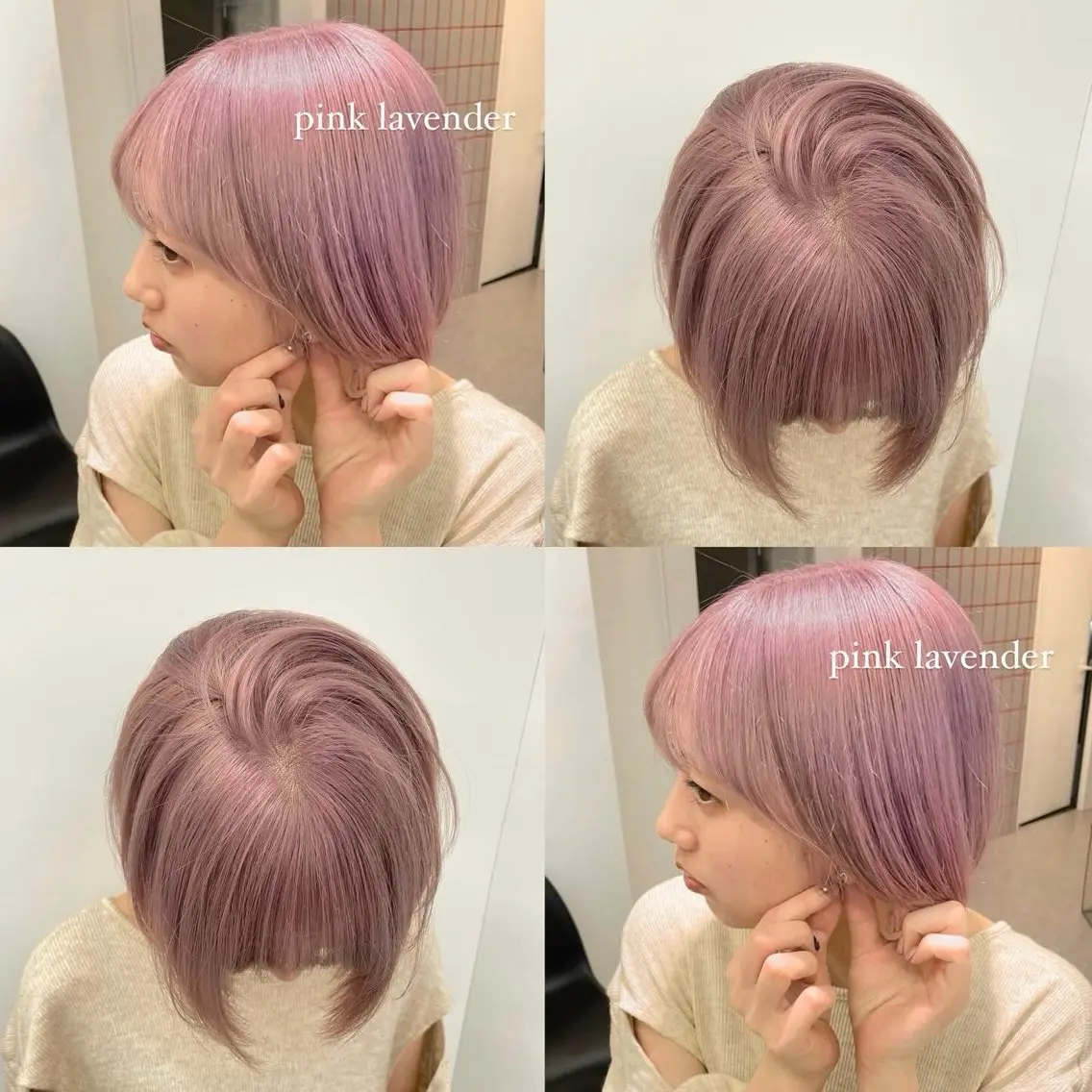 ショート カラー ブリーチ ラベンダーカラー ピンクカラー ピンクラベンダー ヘアカラー トリートメント 顔まわり🥨レイヤー /透明感/水口舞奈のヘアスタイル