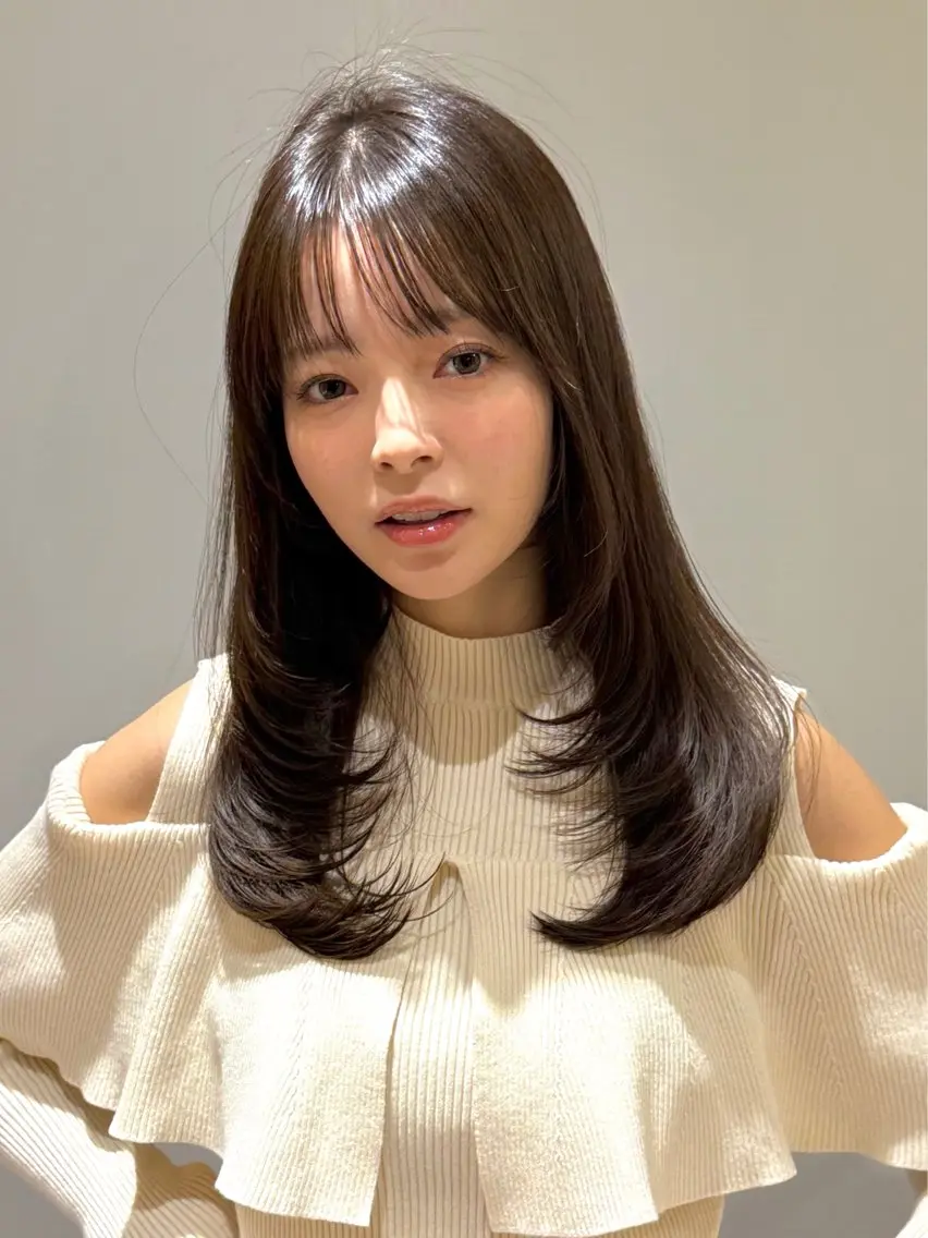 ロング カラー レイヤーカット ワンホンレイヤー レイヤーカット/大阪 /梅田/執印悠太のヘアスタイル