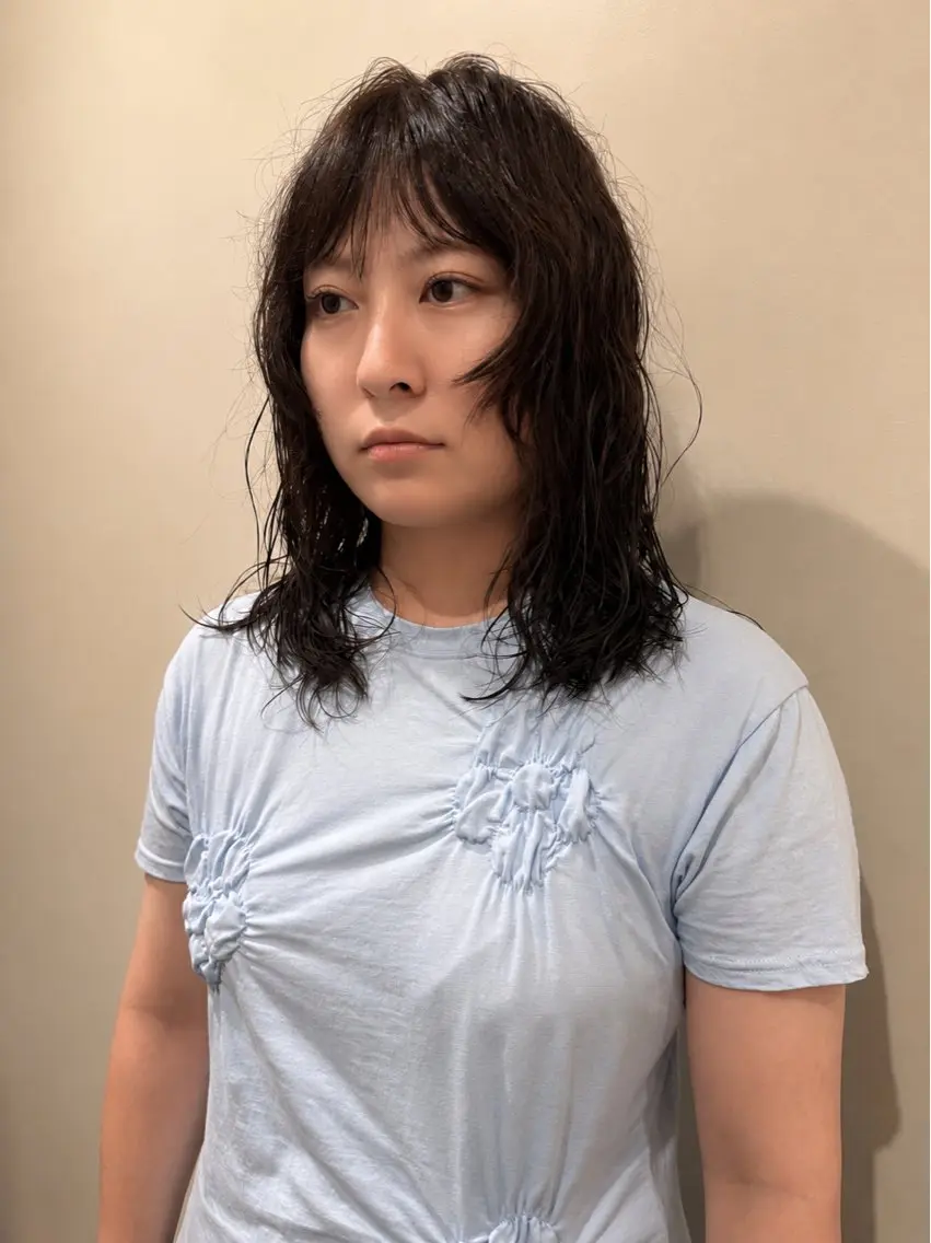 セミロング セミロングパーマ 顔まわりレイヤー 顔周りカット 髪質改善 レイヤーカット ヘアカラー パーマ 林 コウセイ【三軒茶屋】のヘアスタイル