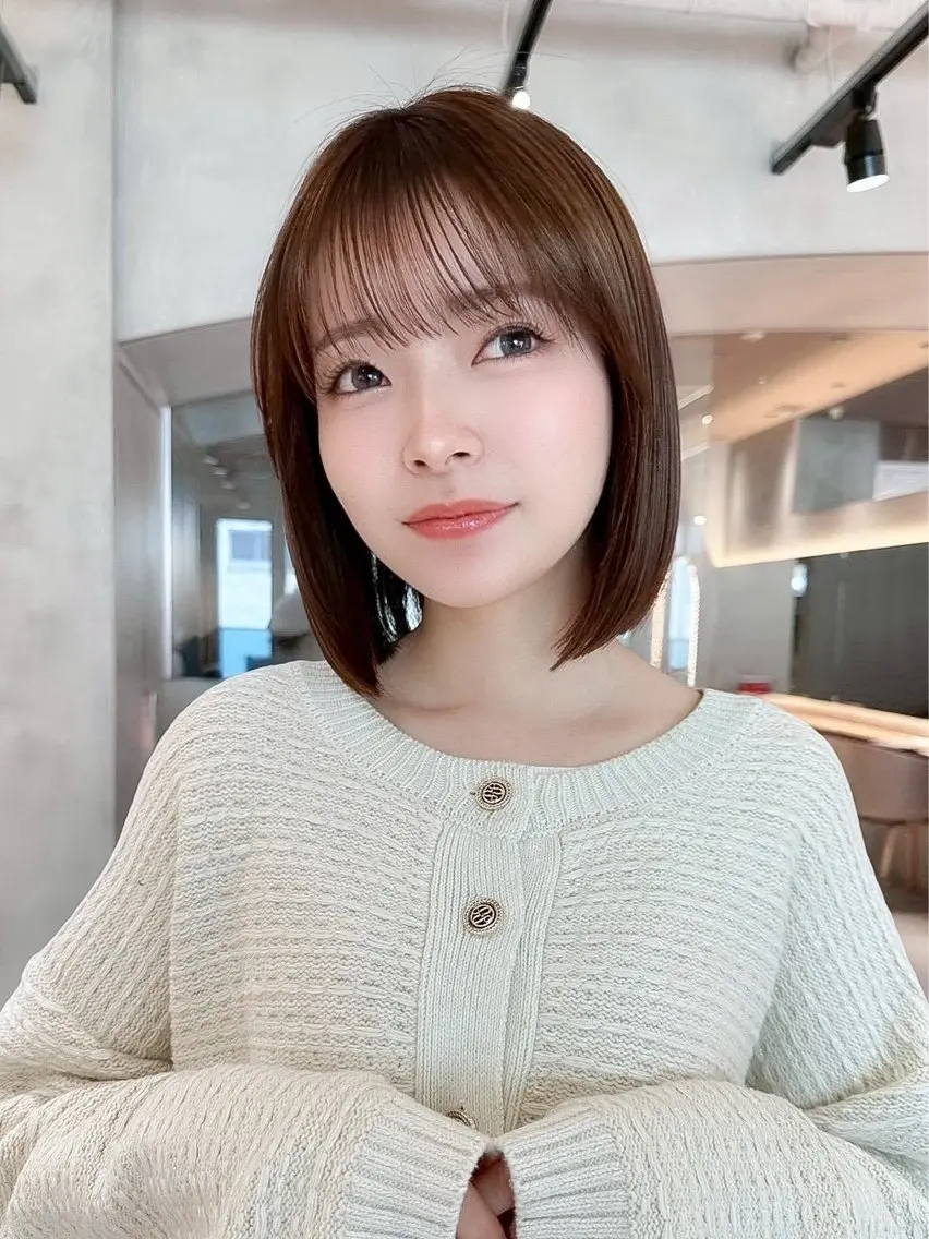 ミディアム カラー ヘアアレンジ カット ヘアカラー トリートメント ヘッドスパ ヘアセット 縮毛矯正🤍 盛れるボブ/ひかりのヘアスタイル