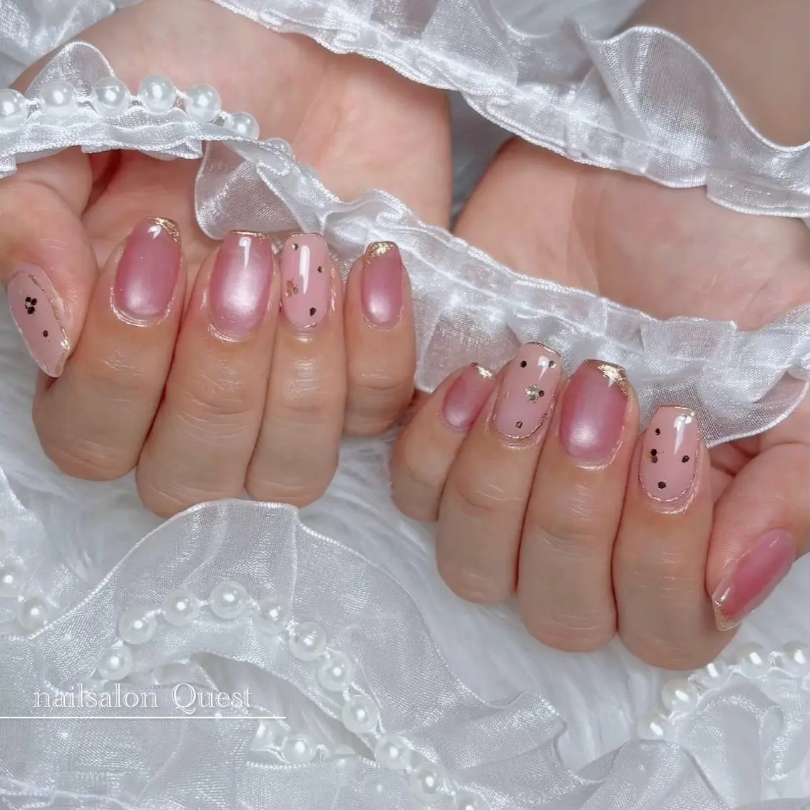 ネイル キラキラネイル マグネットネイル ピンク nailsalon Questのネイルデザイン