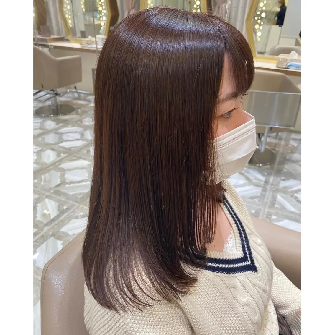 ミディアム カラー カット 縮毛矯正 💙美髪救世主💙 関華蓮のヘアスタイル