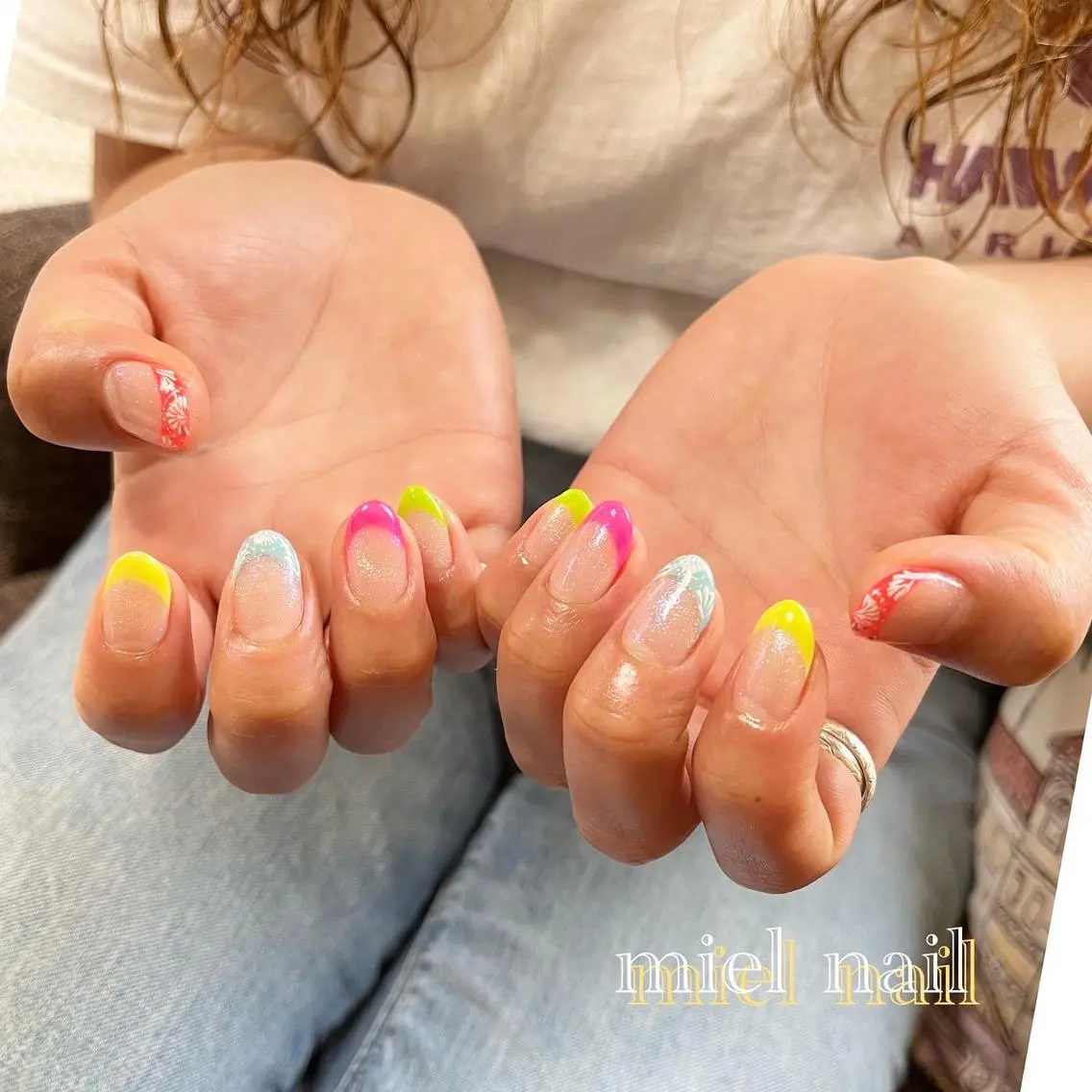 ネイル フレンチネイル マグネットネイル ハンドネイル miel nailのネイルデザイン
