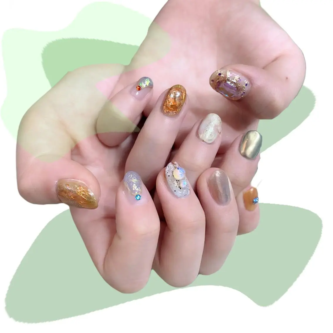 ネイル オーロラネイル 氷ネイル・うるうるネイル 韓国ネイル マグネットネイル ミラーネイル VOLLMOND nailのネイルデザイン