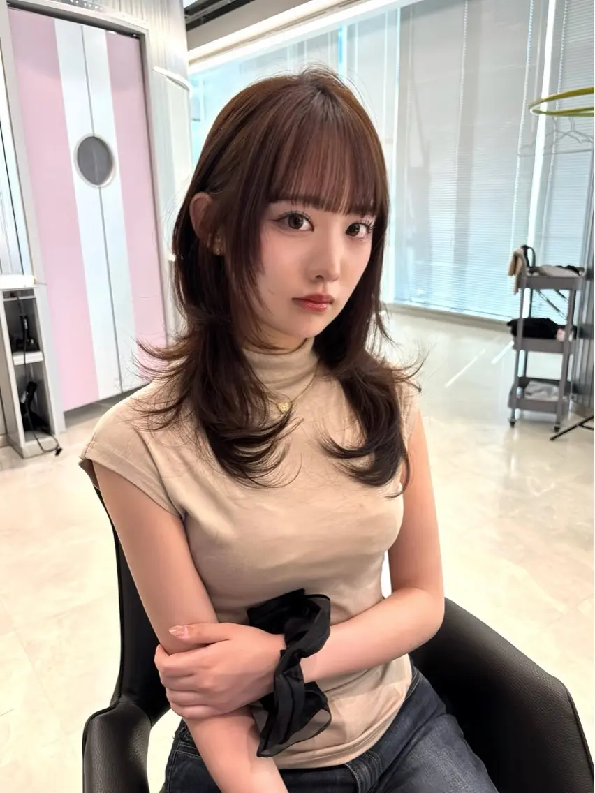 ロング カラー カット ヘアカラー Ryo/艶カラー /小顔レイヤーカットのヘアスタイル