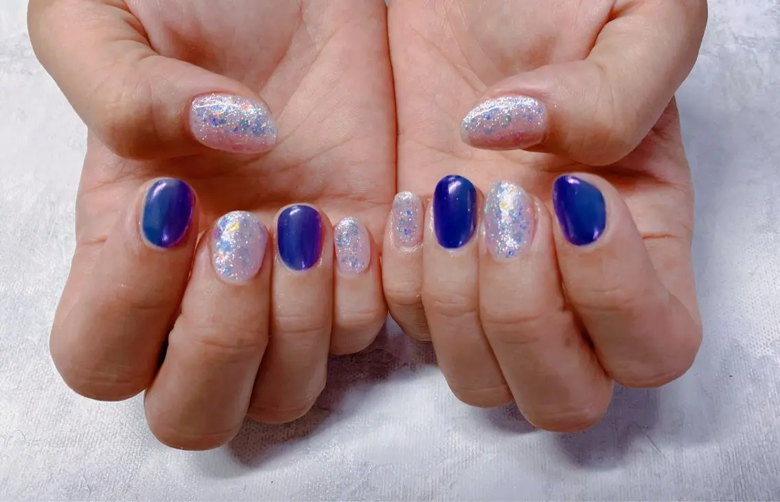 ネイル ブルー ラメ(グリッター) COCO Nail　光が丘駅近のネイルデザイン