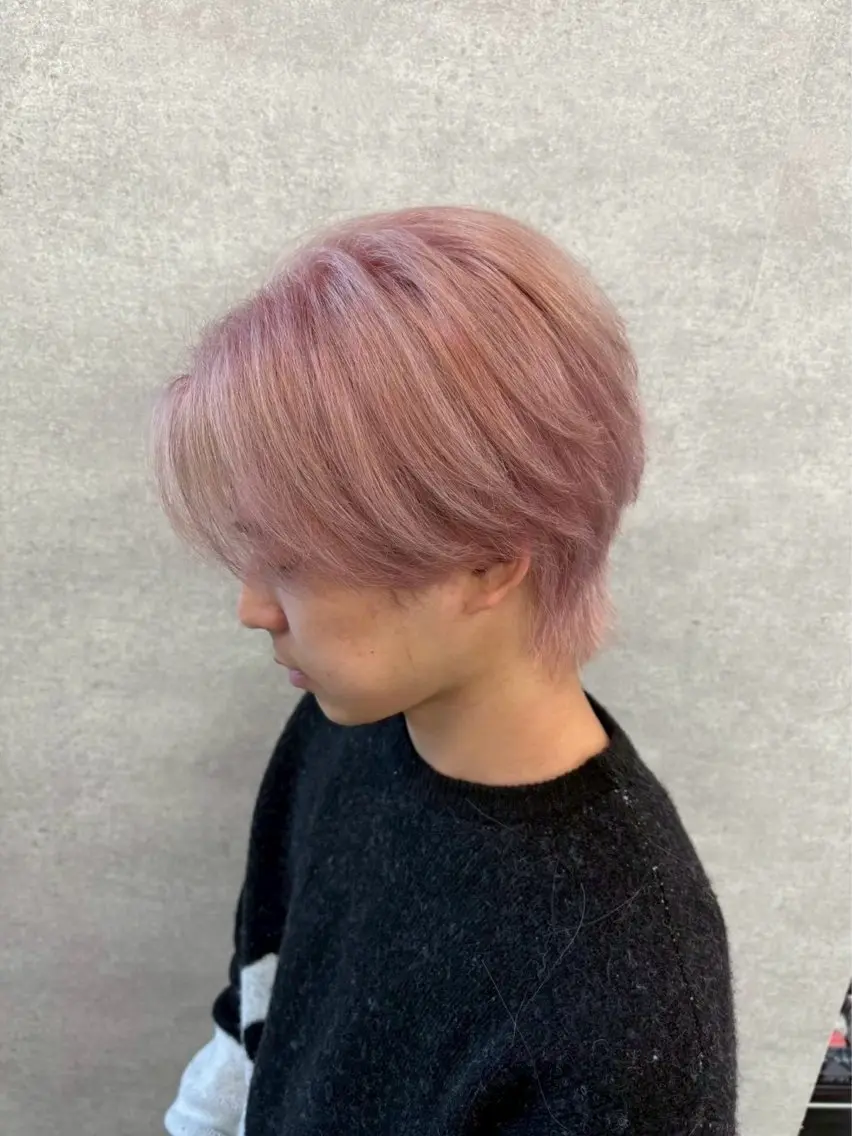 ミディアム カラー メンズ ベージュカラー ピンクカラー ピンクベージュ ヘアカラー 🇰🇷韓国ヘア/ パーマ特化🦋ヒロトのヘアスタイル