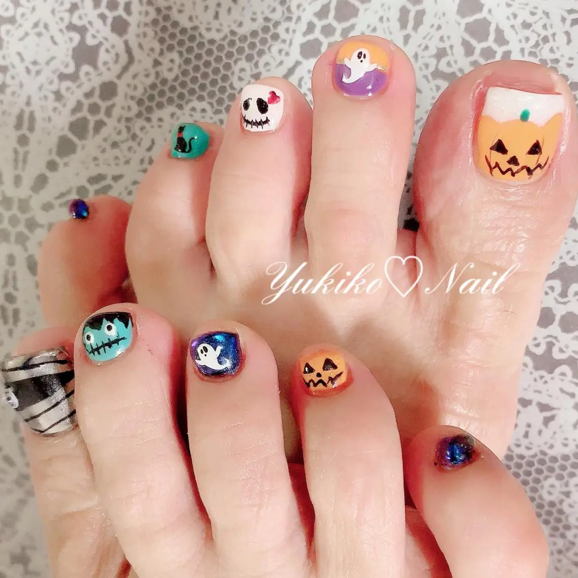 ネイル フットネイル ハロウィン 持ち込み ユキコ ネイルのネイルデザイン