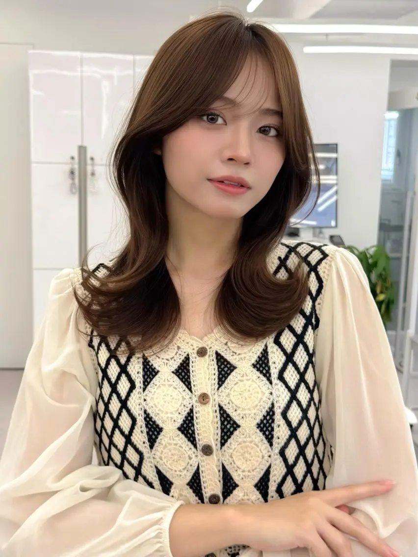 ミディアム カラー ヘアアレンジ カット ヘアカラー トリートメント 顔周り&ミディアム 特化/池袋/kokiのヘアスタイル