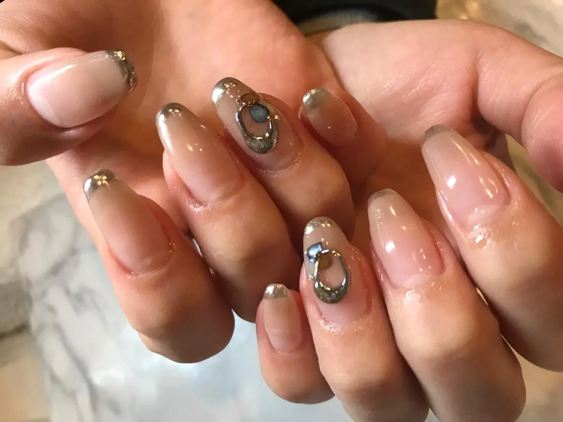 ネイル フレンチネイル グラデーション ミラーネイル Asnail s/yのネイルデザイン