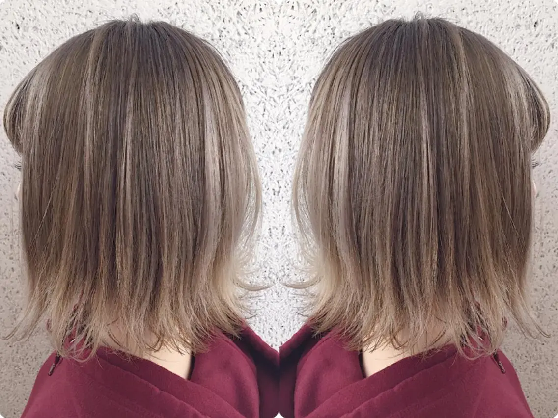 ミディアム カラー ヘアアレンジ ベージュカラー ブリーチ ケアブリーチ ミルクティーベージュ ヘアカラー トリートメント ヘアセット ✨ハイクオリティ✨ 山本香也のヘアスタイル