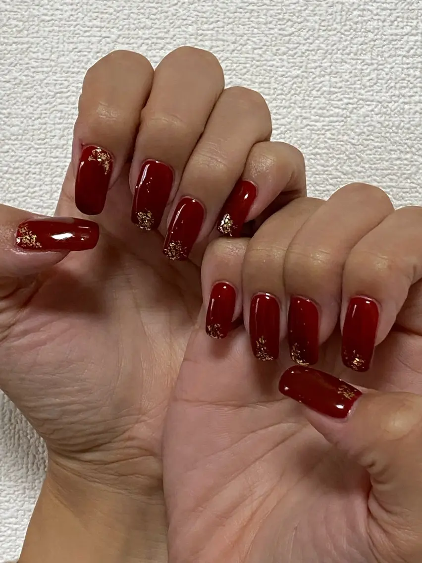 ネイル ボルドー ハンドネイル 自宅サロン FeelFreeのマツエク・マツパデザイン