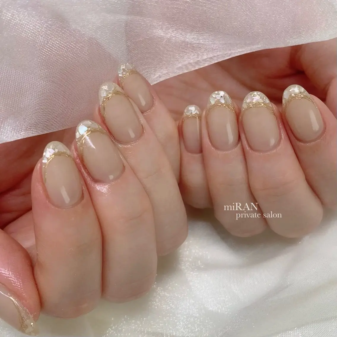 ネイル フレンチネイル ミラーネイル 夏ネイル nail salon miRANのネイルデザイン