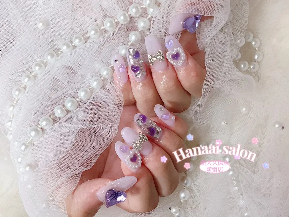 セミロング ハンドネイル Hanaai Salon新大久保店のネイルデザイン