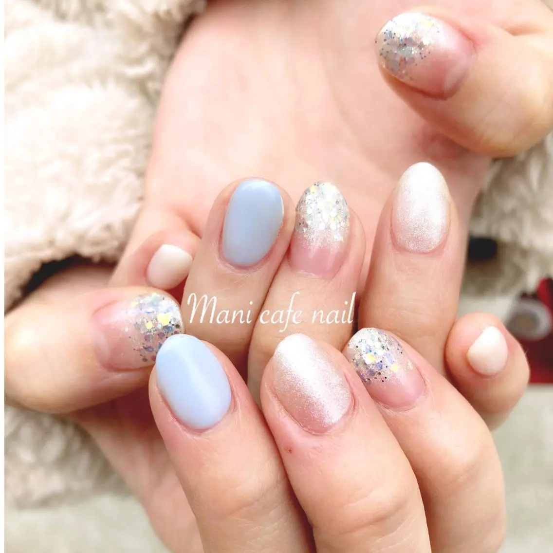 ネイル ラメ(グリッター) Mani cafe nailのネイルデザイン