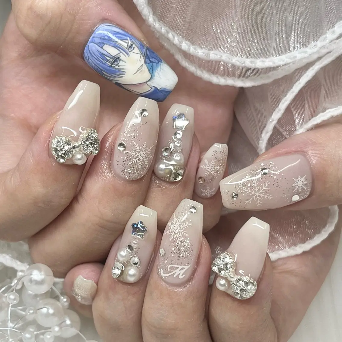 ネイル リボン ハンドネイル 池袋痛ネイル Nok. 渡辺のネイルデザイン