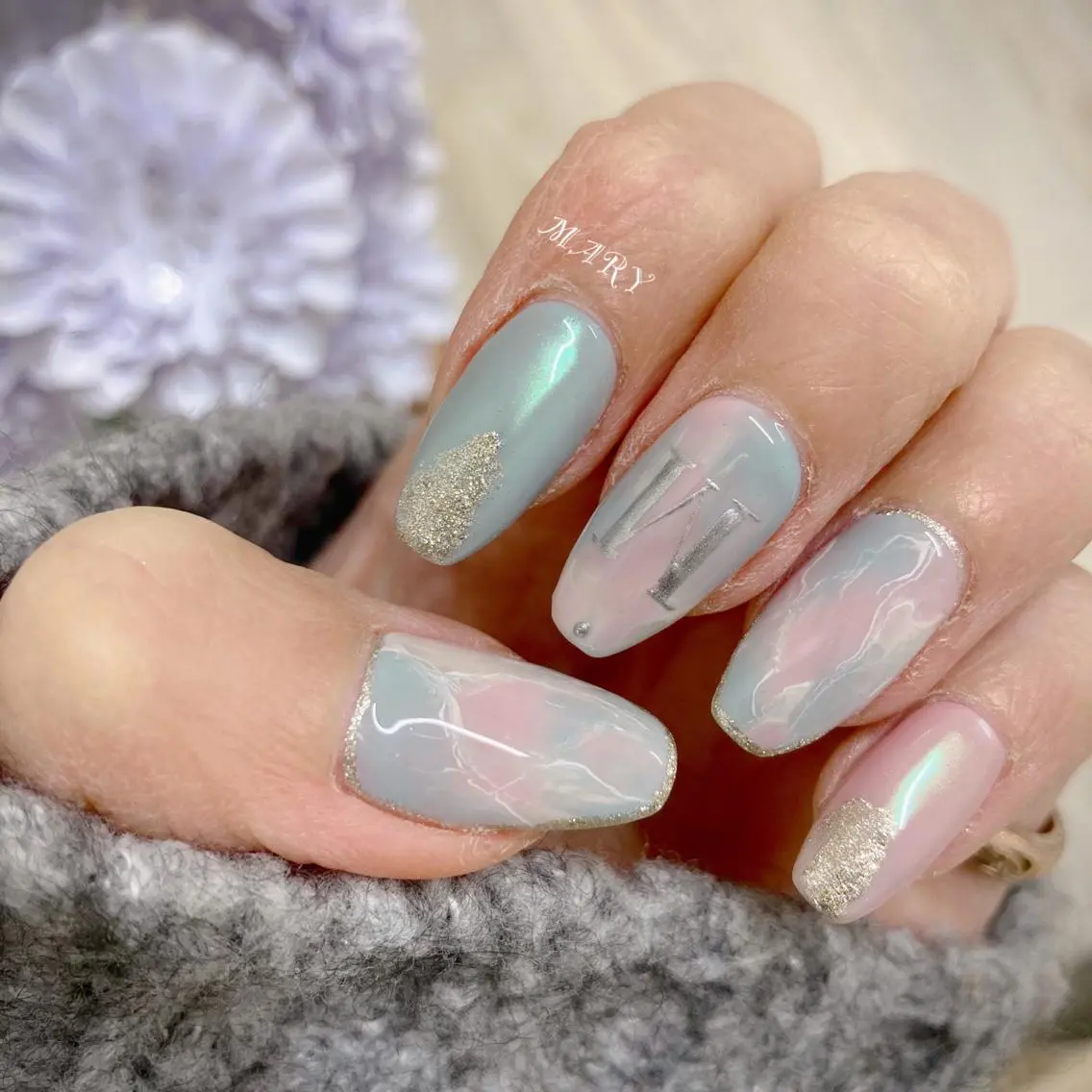 ネイル 大理石ネイル(マーブル) ニュアンスネイル Mary nail .narumiのネイルデザイン