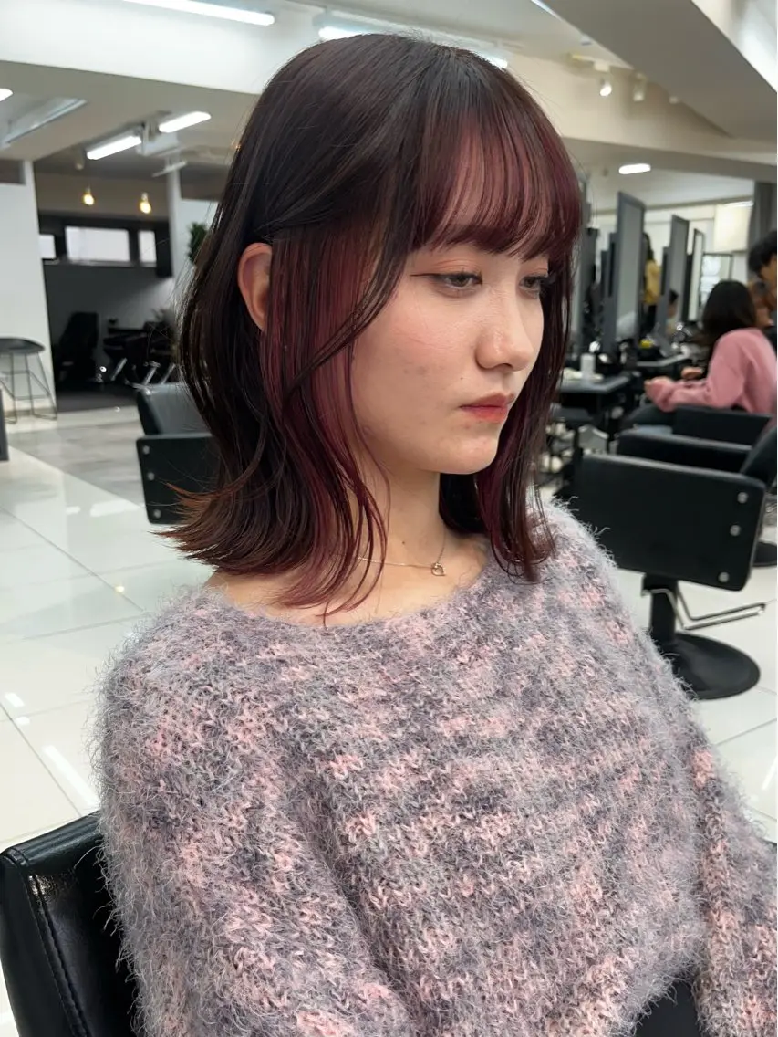 カラー ウルフ🦋顔まわり ❤︎ ͛めいのヘアスタイル