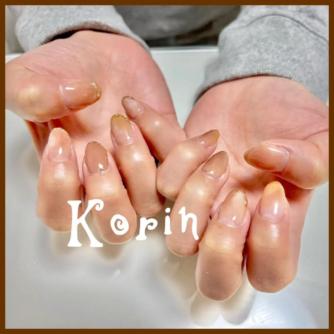 ネイル ブラウン ハンドネイル 新大宮駅徒歩5分 korinのネイルデザイン