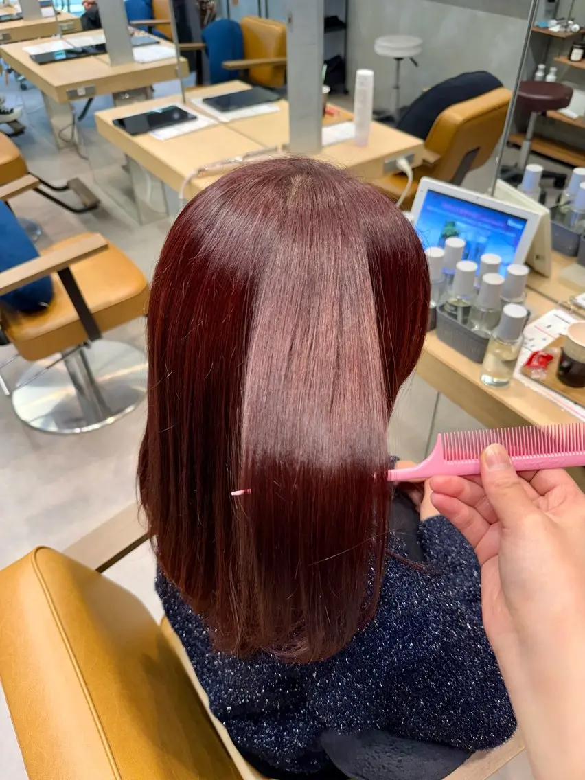 セミロング カラー パーマ ヘアカラー トリートメント ヘアセット 艶カラー/レイヤー/ 顔周り/ゆな🕊️のヘアスタイル