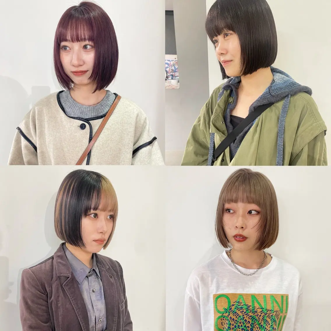 ショート カラー ミストバング デザインカラー イヤリングカラー  フェイスフレーミング インナーカラー MIU/ルーツカラー 顔まわりレイヤーのヘアスタイル