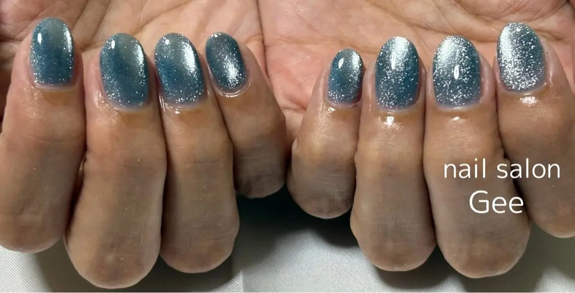 ネイル ブルー マグネットネイル nail salon geeのネイルデザイン
