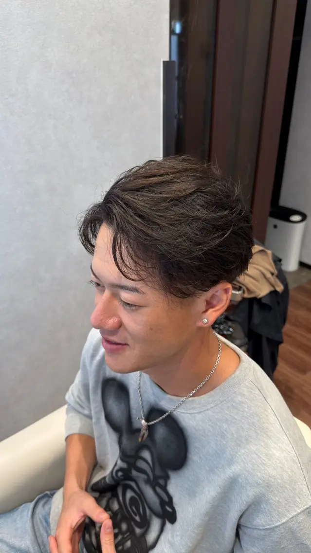 ミディアム ヘアカラー パーマ ミニモはメンズ特化 💫TAISEI💫のヘアスタイル