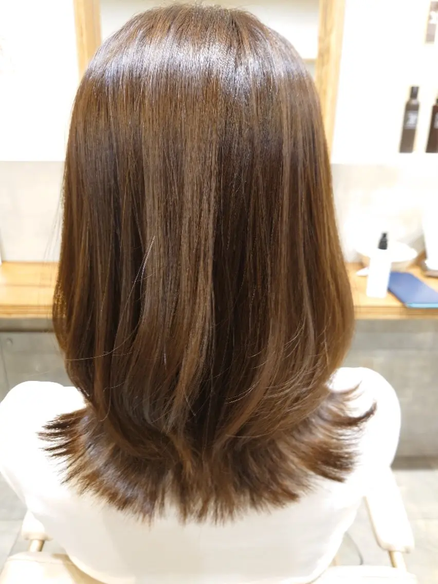 カラー セミロング ボブ くびれヘア カット ヘアカラー 東梅田/艶カラー/ 大貫一輝のヘアスタイル