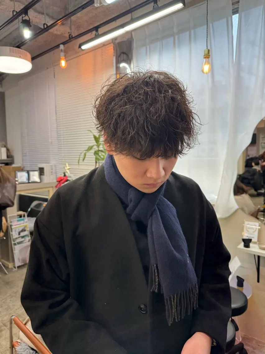 ショート パーマ メンズ 波巻きパーマ カット パーマ 早瀬裕之 パーマのヘアスタイル