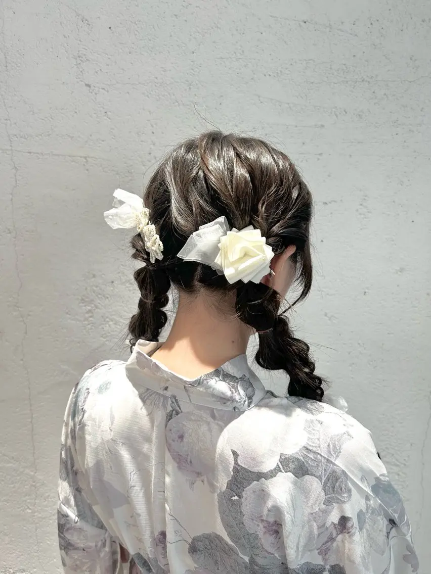 ヘアアレンジ 浴衣 ヘアセット ♛︎ きっか ♛︎ ヘアアレンジ🩵のヘアスタイル