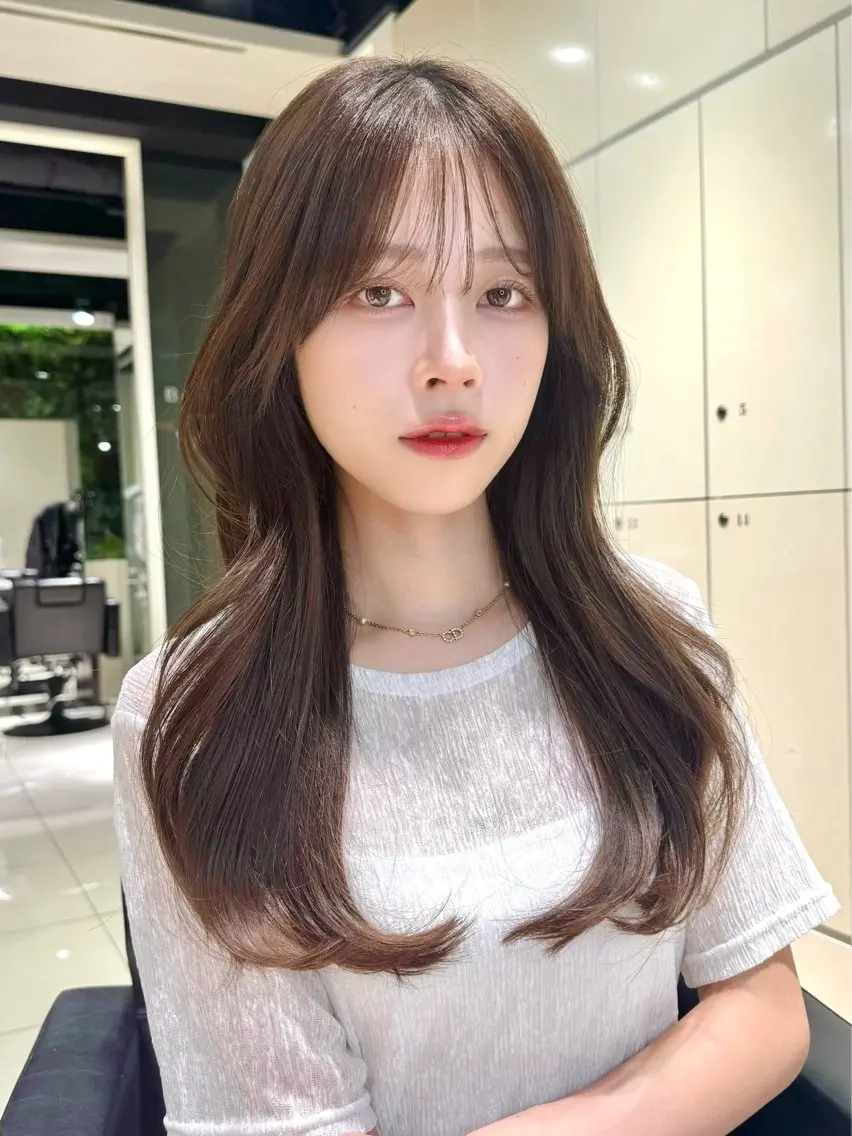 ロング カラー ブリーチ ブリーチなしカラー 髪質改善 韓国風ヘア トリートメント ヘアカラー トリートメント 透明感カラー/レイヤ ー/樹奈🍀🫧のヘアスタイル