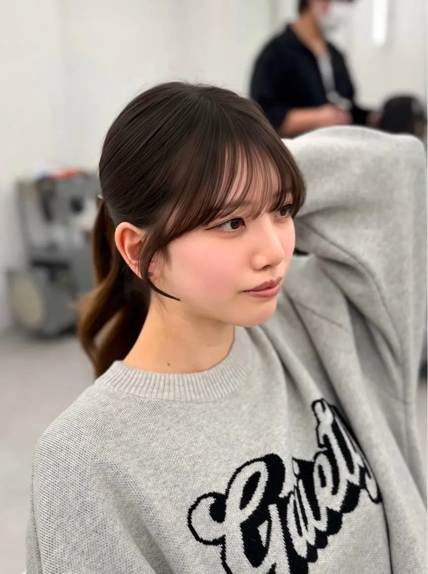 ロング カラー 顔周りカット カット 韓国ヘア/顔周り ヘアセット/加藤優里のヘアスタイル