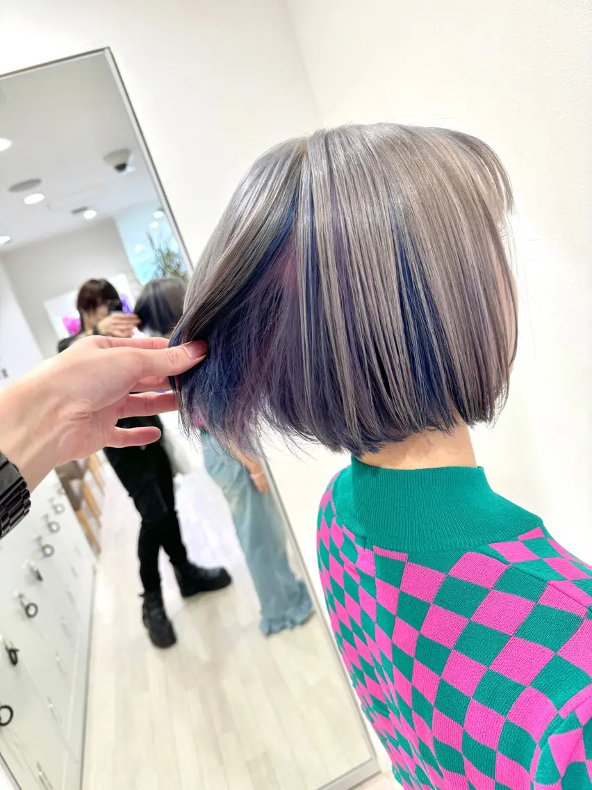 ショート カラー ヘアカラー 雅/ダブルカラー/ 白髪ぼかしハイライトのヘアスタイル