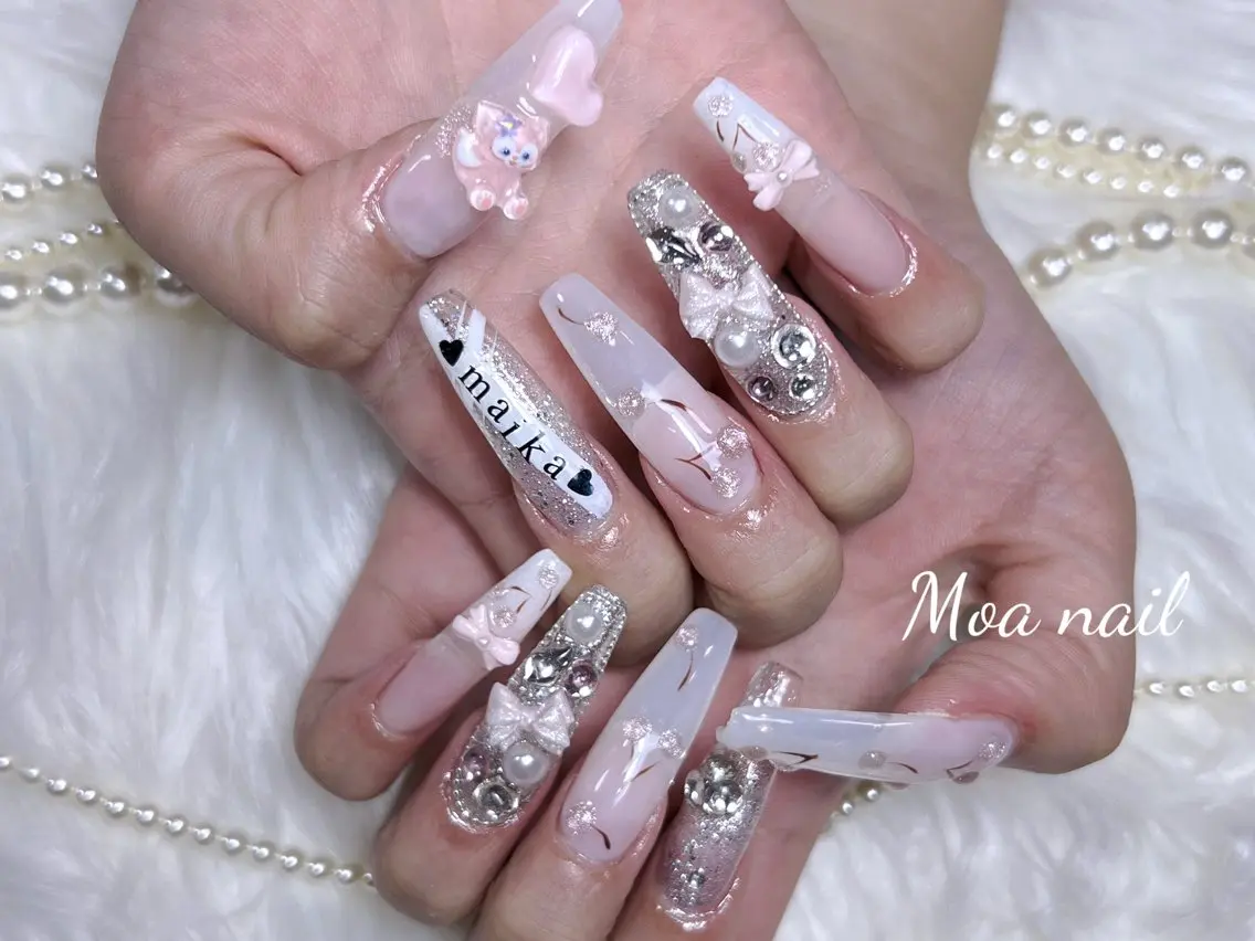 ネイル 長さ出し スカルプネイル ワンホンネイル ハンドネイル Moa nailのネイルデザイン