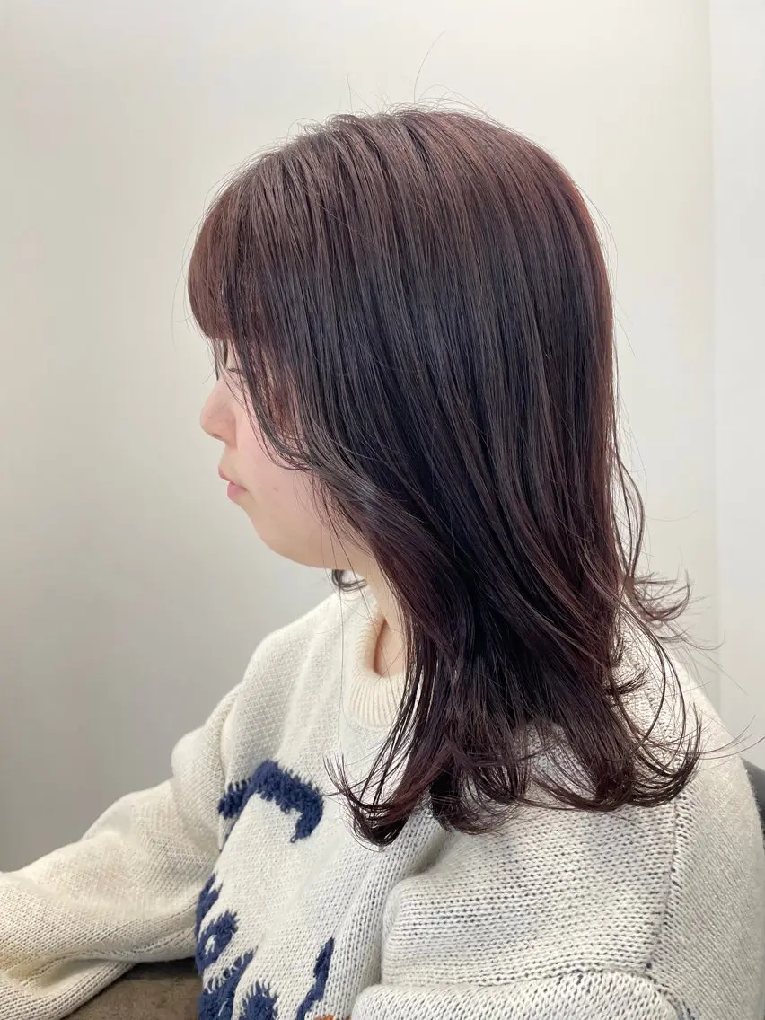 ミディアム カラー 顔まわりレイヤー レイヤーカット 末石 智のヘアスタイル