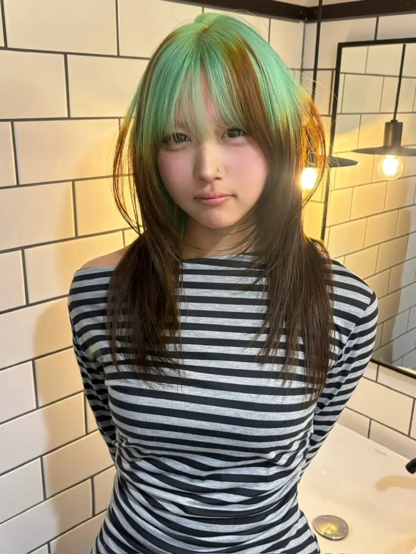 ロング カラー ブリーチ ケアブリーチ ハイトーンカラー koki /渋谷 /デザインカラーのヘアスタイル