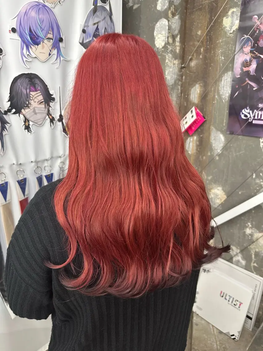 ロング カラー ブリーチ ボルドーカラー ケアブリーチ グラデーションカラー インナーカラー ウルフカット/デザイ ンカラー/あらげのヘアスタイル