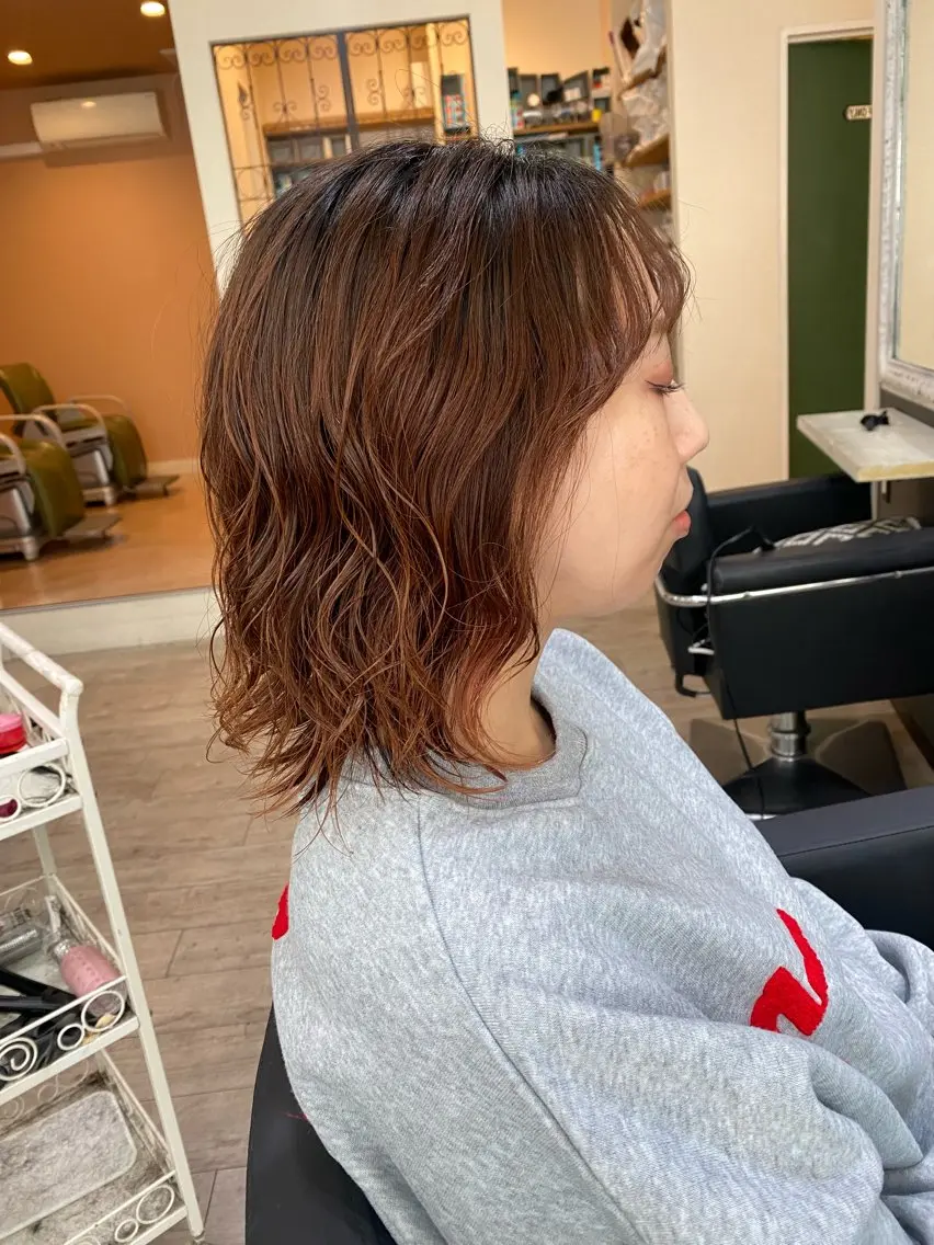ミディアム パーマ ミディアムパーマ デジタルパーマ カット パーマ APPEL hair /岡山のヘアスタイル