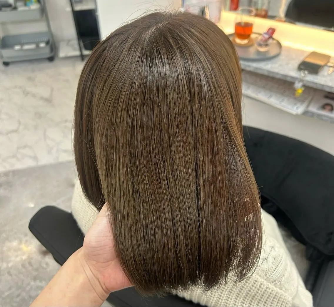ミディアム カラー カット ヘアカラー 骨格/顔型/伏見/ 佐藤 里菜のヘアスタイル