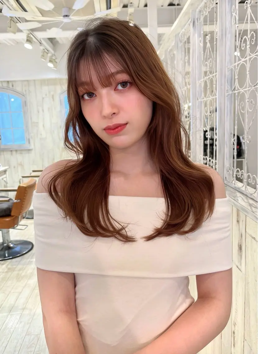 ロング カラー くびれヘア 顔まわりレイヤー レイヤーカット 【韓国ヘア×透明感 カラー】笹谷 莉未のヘアスタイル