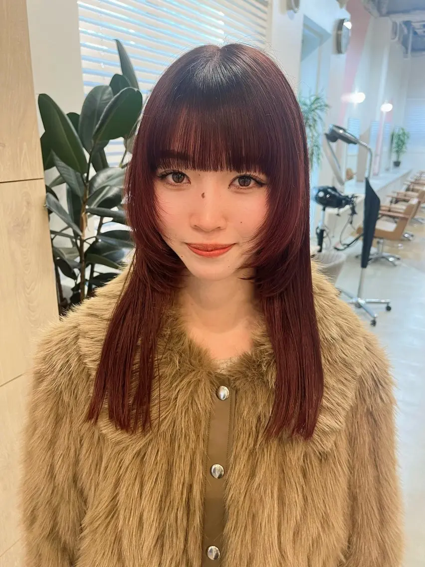 ロング カット ヘアカラー トリートメント marino/ カラー/顔周りカットのヘアスタイル