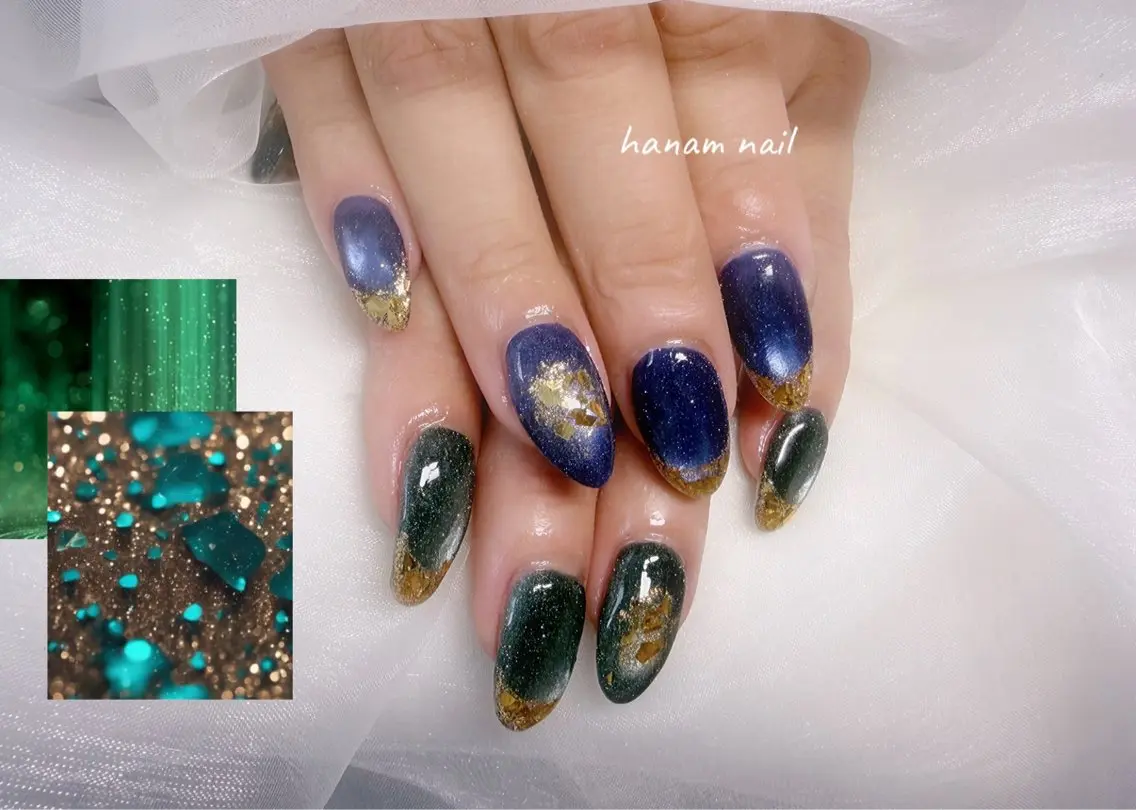 ネイル ハンドネイル hanam nail 🌿🩵ハナムネイルのネイルデザイン