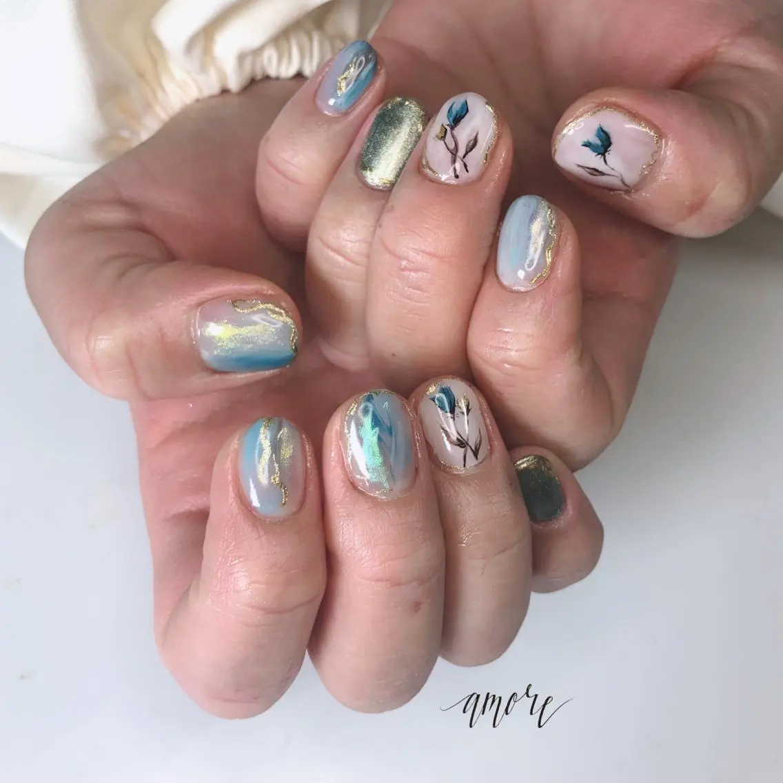 ネイル ジェルネイル ミラーネイル ニュアンスネイル 春ネイル You kyehwaのネイルデザイン